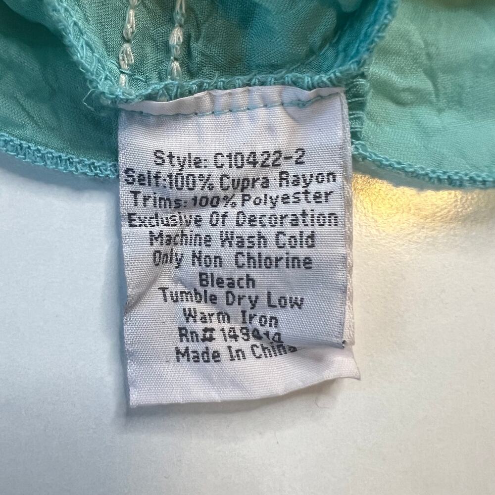 Johnny Was Women's Paise Teal Blouse Rodeo Embroidered Boho Mermaid Core Size M - Picture 14 of 14